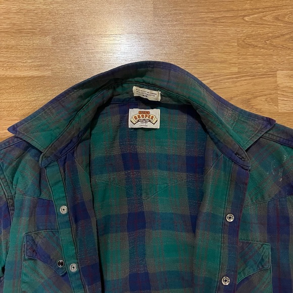 Green/blue button up flannel - Picture 3 of 5